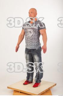 Whole body modeling reference blue jeans gray tshirt 0002